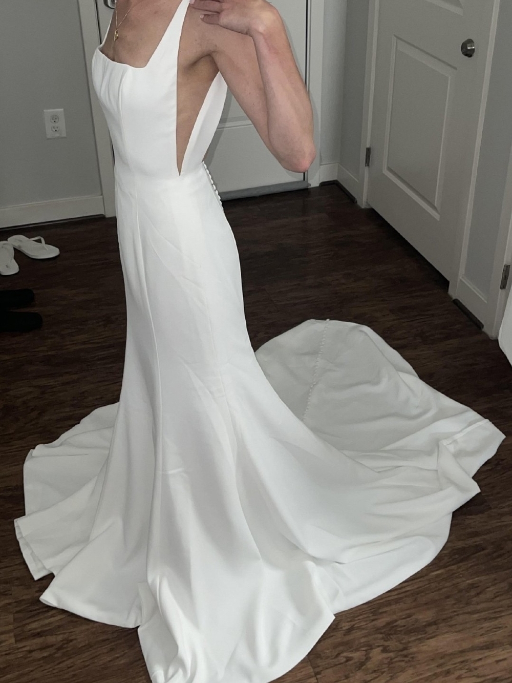 Justin Alexander Axel Elegant White Backless Wedding Dress Size 14